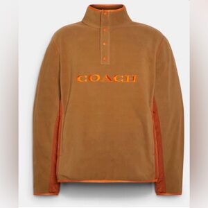 🌸Coach Tan and Orange Fleece Pullover Men’s Sz XL used Once Excellent Condition